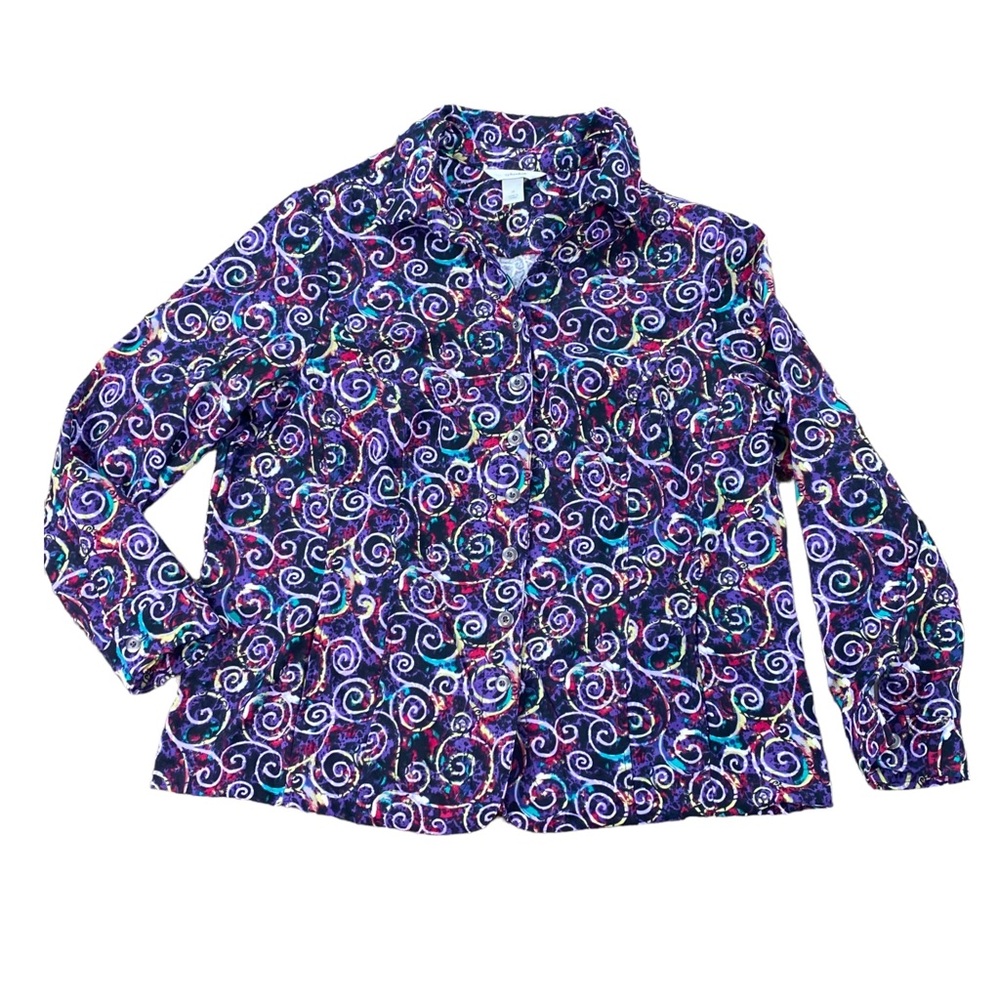 Woman’s CJ Banks lightweight multicolor swirl patterned jacket size 1X